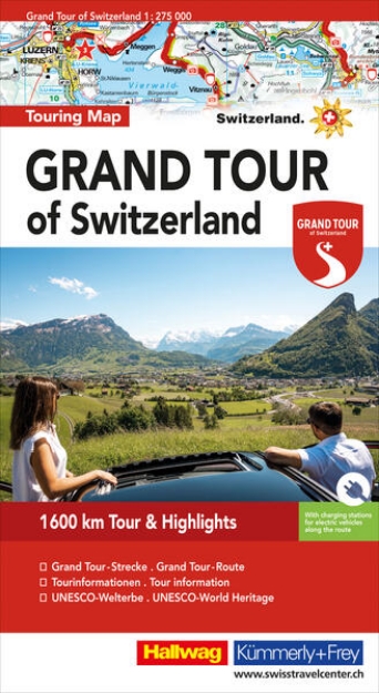 Bild von Grand Tour of Switzerland Touring Map Strassenkarte 1:275 000. 1:275'000