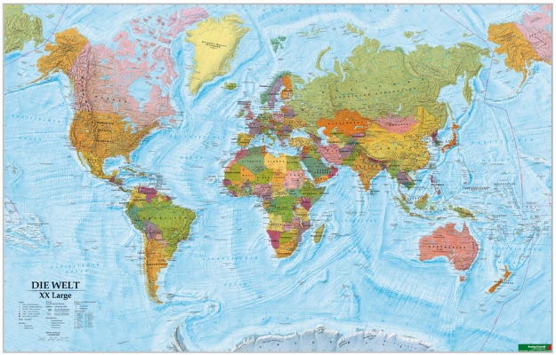 Bild von Weltkarte, Die Welt XXL, deutsch, Poster 1:20.000.000, Plano in Rolle. 1:20'000'000